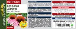 Label for High Strength Echinacea 3200 mg