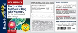 Label for High Strength Glucosamine Sulphate 500 mg With Vitamin C