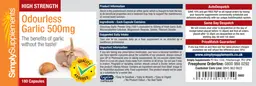 Label for High Strength Odourless Garlic 500 mg