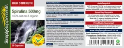 Label for High Strength Spirulina 500 mg