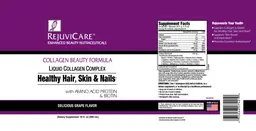 Label for Liquid Collagen Complex Healthy Hair, Skin & Nails Delicious Grape Flavor