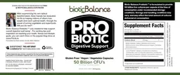 Label for ProBiotic Digestive Support