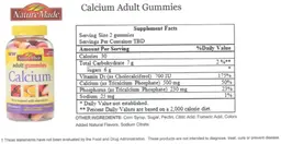 Label for Calcium Adult Gummies