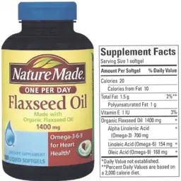Label for Flaxseed Oil 1400 mg
