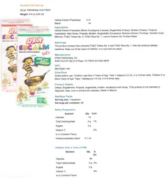 Label for Eucalin Kid's Syrup Lemon Flavor
