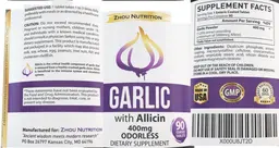 Label for Garlic with Allicin 400 mg