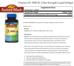 Label for D3 5000 IU