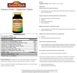 Label for Calcium Citrate + Magnesium
