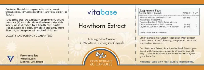 Label for Hawthorn Extract 100 mg