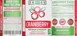 Label for Cranberry Maximum Strength