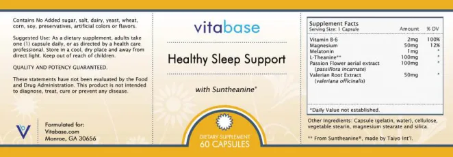 Label for Healthy Sleep Support With Suntheanine