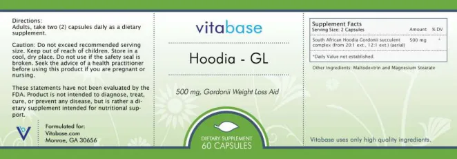 Label for Hoodia - GL 500 mg