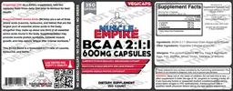 Label for BCAA 2:1:1 600 mg Capsules