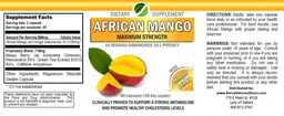 Label for African Mango Maximum Strength