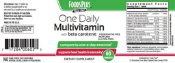 Label for One Daily Multivitamin With Beta Carotene