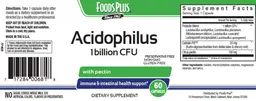 Label for Acidophilus 1 Billion CFU