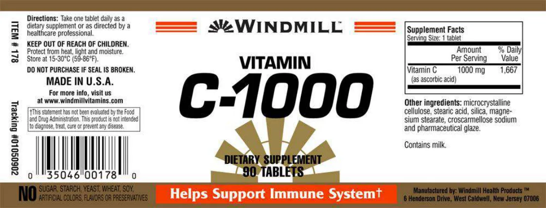Label for Vitamin C-1000