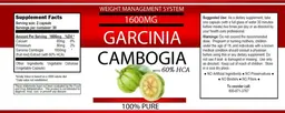 Label for Garcinia Cambogia 1600 mg