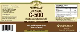 Label for Chewable C-500 Tangerine Flavored