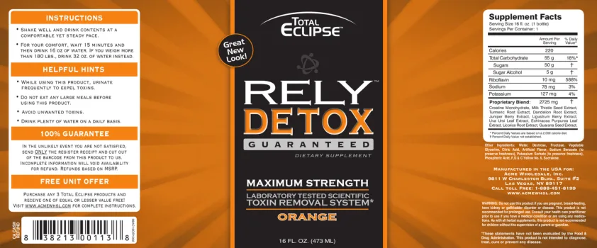 Label for Rely Detox Orange
