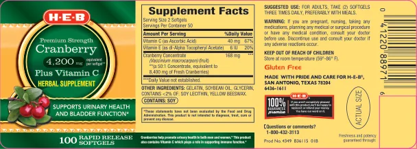 Label for Premium Strength Cranberry 4,200 mg