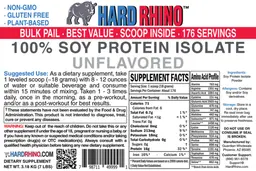 Label for 100% Soy Protein Isolate Unflavored