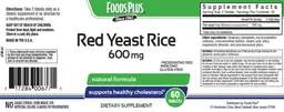 Label for Red Yeast Rice 600 mg