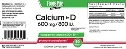 Label for Calcium & D 600 mg/800 IU