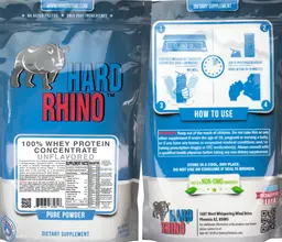 Label for 100% Whey Protein Concentrate Unflavored