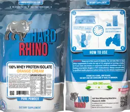 Label for 100% Whey Protein Isolate Orange Cream