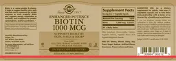Label for Enhanced Potency Biotin 1000 mcg