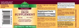 Label for High Potency Iron Supplement 28 mg