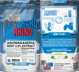 Label for Ashwagandha Root 2.5% Extract