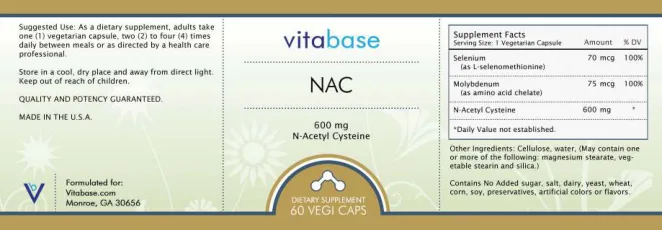 Label for NAC 600 mg