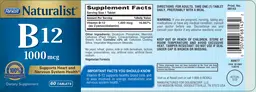 Label for B12 1000 mcg