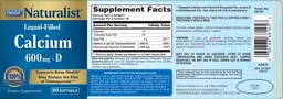 Label for Calcium 600 mg + D