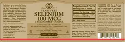 Label for Yeast-Free Selenium 100 mcg L-Selenomethionine