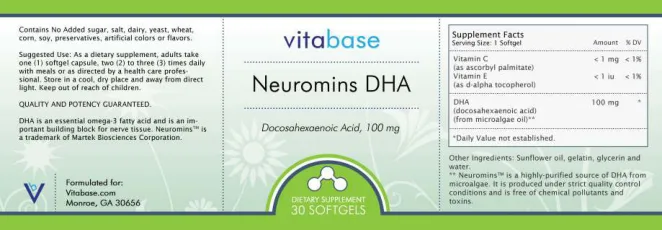 Label for Neuromins DHA 100 mg