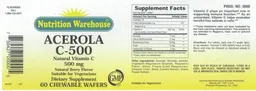 Label for Acerola C-500 Natural Berry Flavor