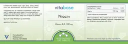 Label for Niacin Vitamin B-3, 100 mg
