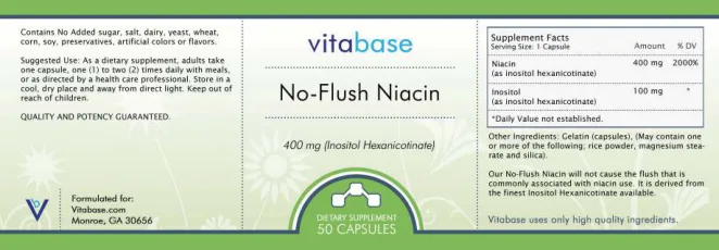 Label for No-Flush Niacin 400 mg
