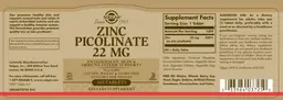 Label for Zinc Picolinate 22 mg