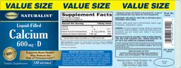 Label for Liquid-Filled Calcium 600 mg + D