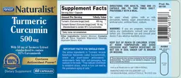 Label for Turmeric Curcumin 500 mg