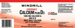Label for Chewable Calcium Plus D3 Berry Flavored