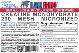 Label for Creatine Monohydrate 200 Mesh Micronized