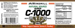 Label for Natural Source Super C-1000 With Rose Hips, Citrus Bioflavonoids, Rutin, Hesperidin Complex And Acerola