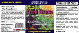 Label for High Potency Acai Berry