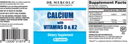 Label for Calcium With Vitamins D & K2