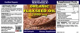 Label for Organic Flaxseed Oil 1000 mg
